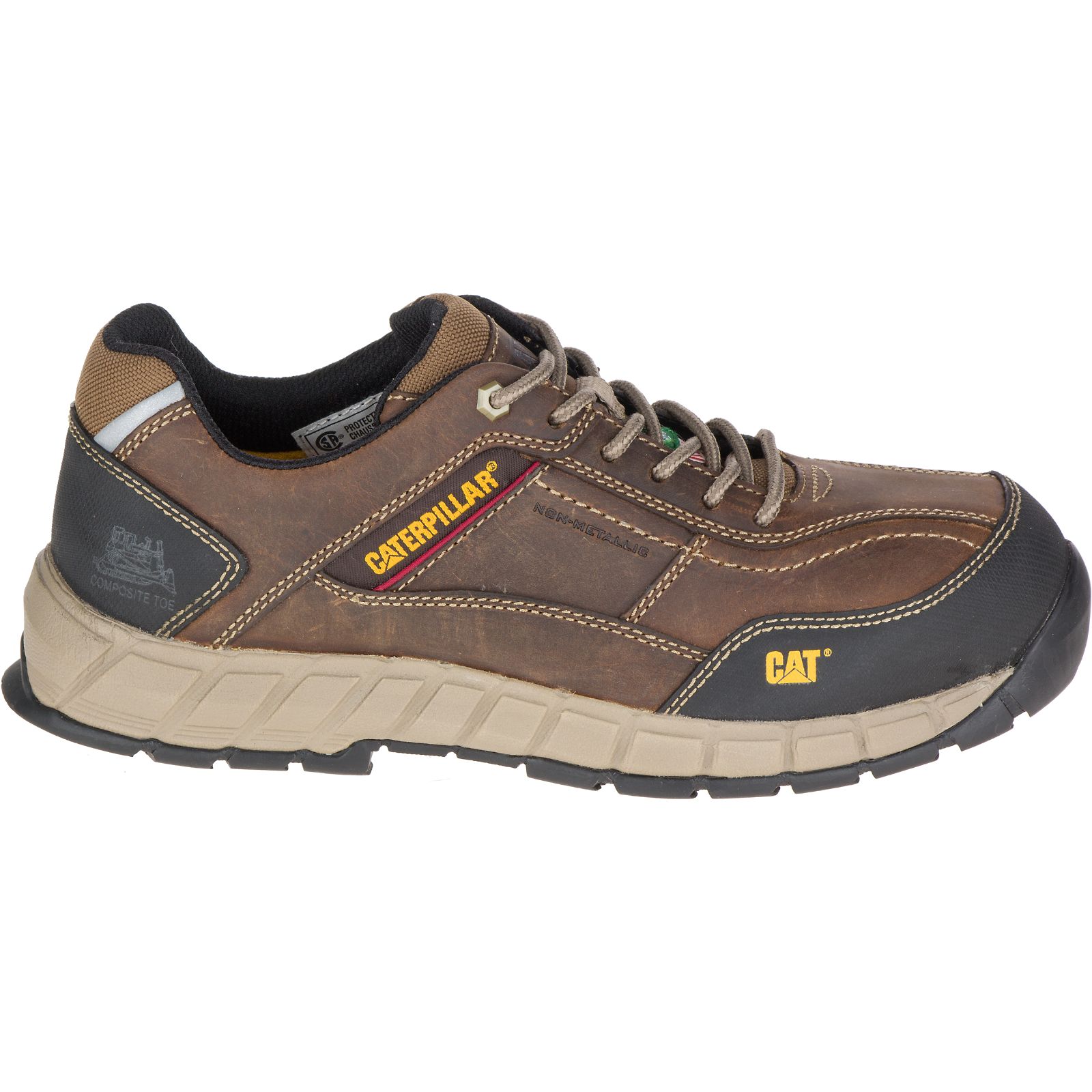 Caterpillar Shoes PK - Caterpillar Streamline Leather Csa Composite Toe Mens Work Shoes Dark Beige (047591-WVL)